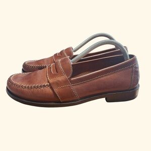 Cole Haan Leather Penny Loafers Men’s Brown Slip On Dress Shoes